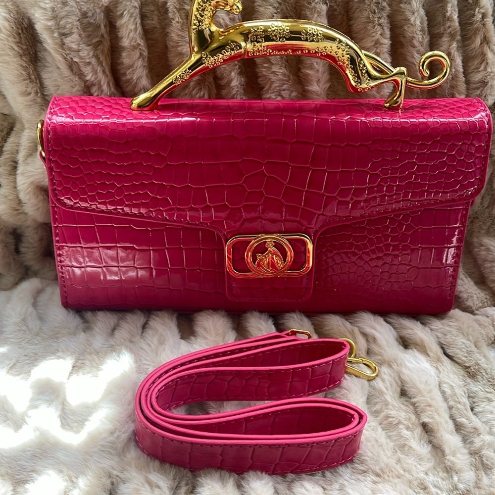 Faux leather mock croc print bag.